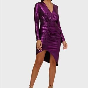 NWT - Adrianna Papell Metallic Purple Cocktail Dress